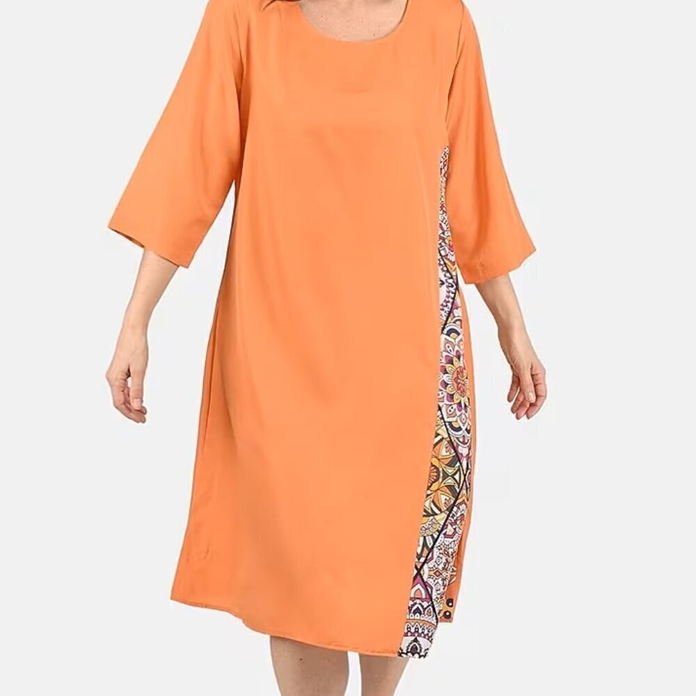 Side Patchwork Midi Dress - One Size Missy